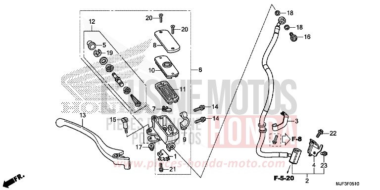 FRONT BRAKE MASTER CYLINDER for CTX700 ABS PEARL FADELESS WHITE (NH341) from 2014